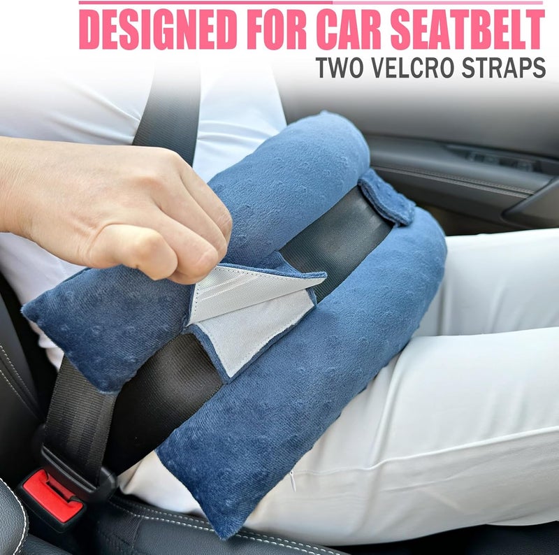 HapiPoppy Hysterectomy Seatbelt Pillow Hysterectomy Recovery Must Haves Post Surgery Abdominal Pillows with Ice/Hot Pocket for Tummy Tuck C-Section Recovery Gifts Minky Dot Denim Blue - Image 4